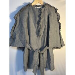 Banana Republic Olivia Palermo Herringbone Cape Jacket XS Petite Belted Wool